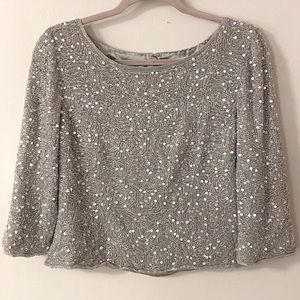 Sequin Beaded Crop Top Blouse